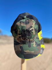 BHF Washed Trucker Cap - Green Camo/Black